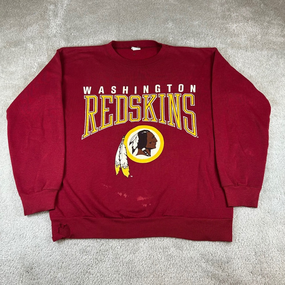 Vintage Artex Washington Redskins Sweatshirt Mens Large Burgundy NFL Distressed